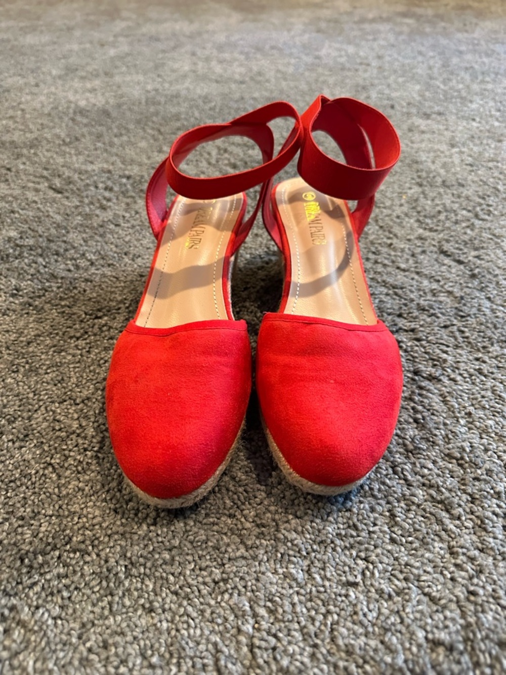 Dream Pairs Red Ankle-Strap Espadrille Wedges